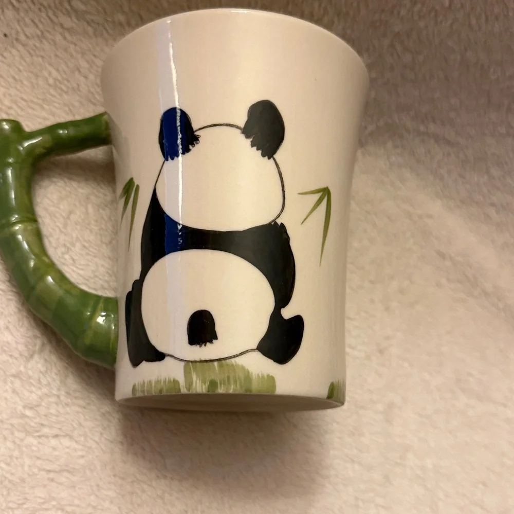 Pier 1 Imports Panda Bear & Cub Bamboo 3D Mug Cup